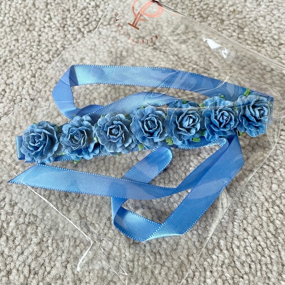 Danse de Paris FLORETTE TUTU WHITE with hair blossom, blue floral child Large - Picture 13 of 14